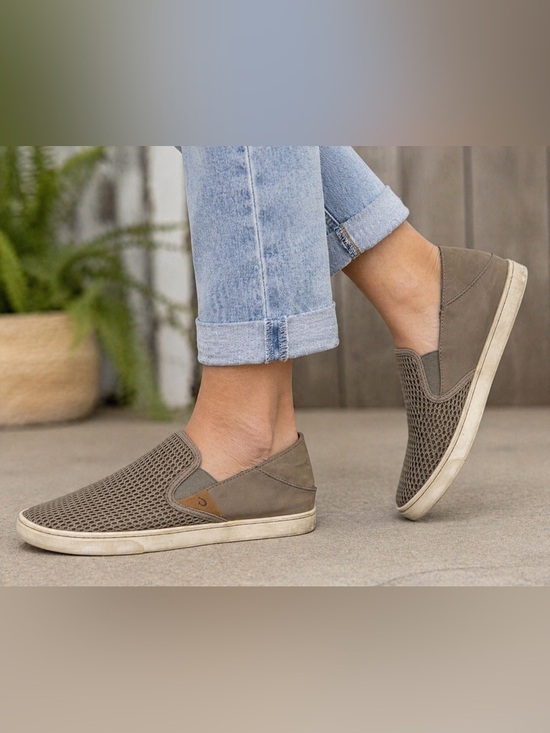 OluKai Shoes - OluKai Pehuea Slip On Shoes Womens 9 Brown Mesh Leather Casual Comfort